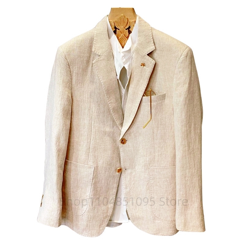 Jas Linen Pria Warna Beige, Bl - Men Formal Wear Top ulasan dan harga