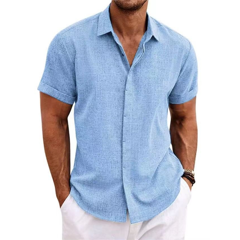 Kemeja Pria Kasual Warna Solid - Men Formal Wear Top ulasan dan harga