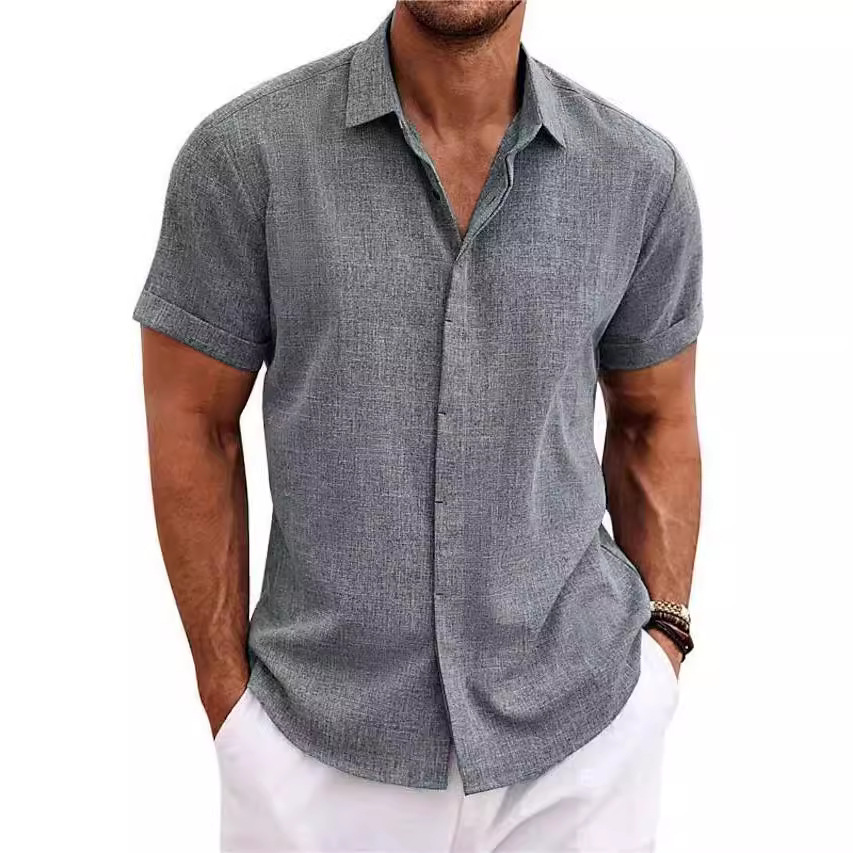 Kemeja Pria Kasual Warna Solid - Men Formal Wear Top ulasan dan harga
