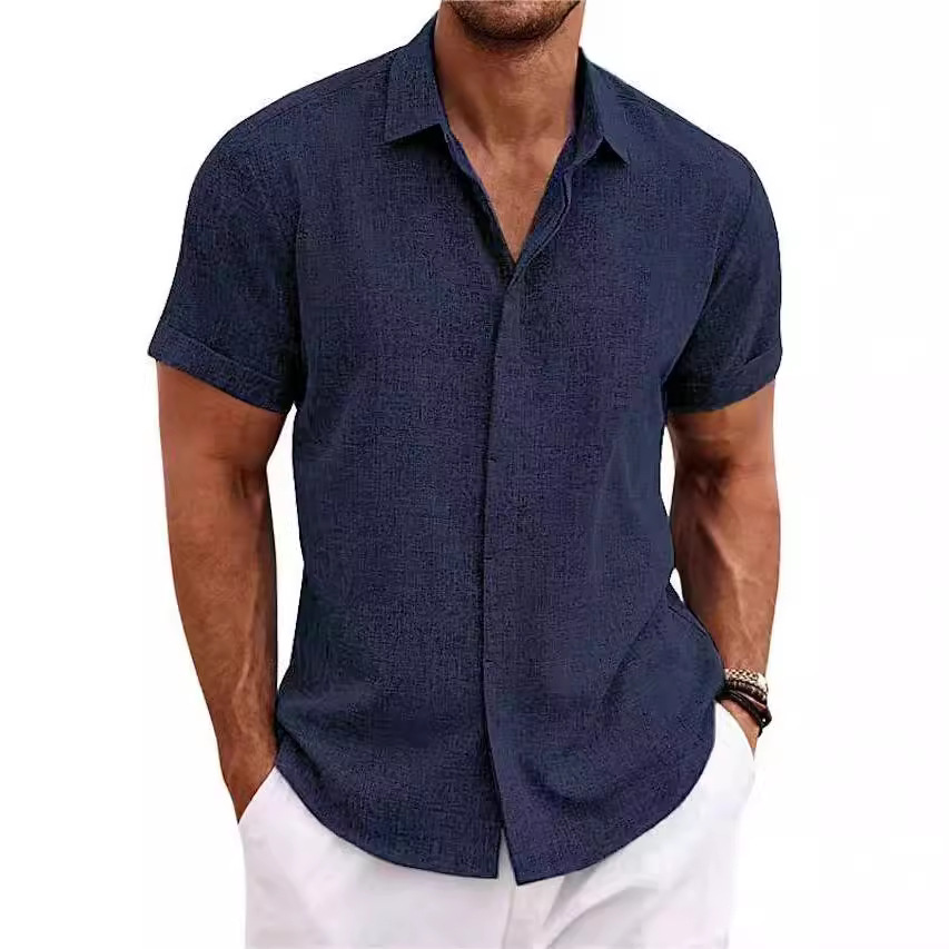 Kemeja Pria Kasual Warna Solid - Men Formal Wear Top ulasan dan harga